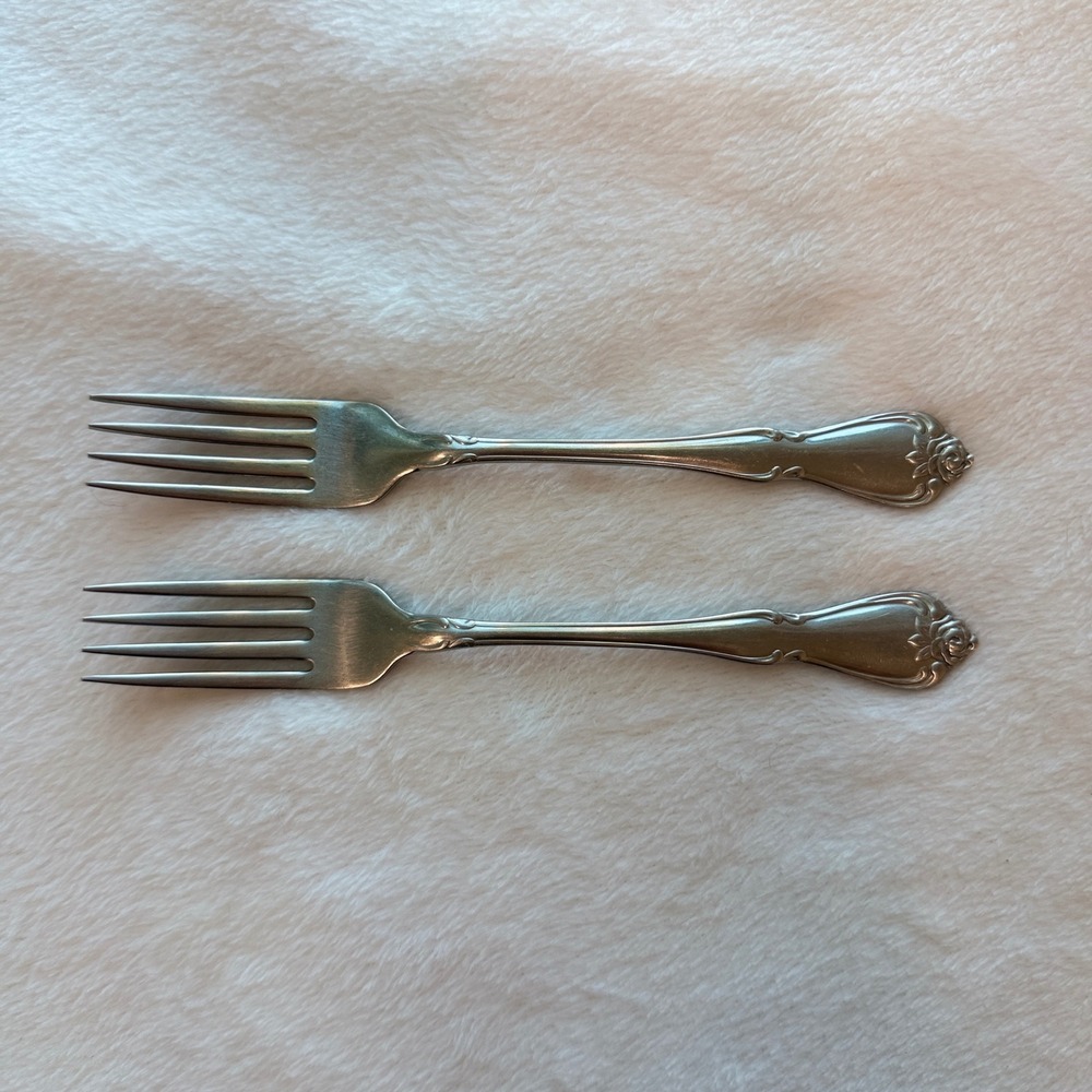 OMSA Deluxe Forks Unisex OS Silver Excellent Rose Floral Stainless Steel Mexico